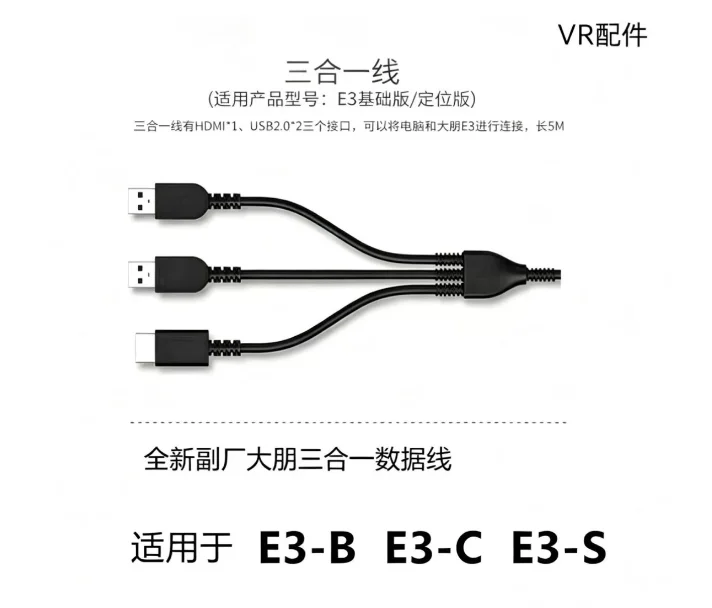 Vr Headset Pc - Deepoon DPVR 3-in-1 Link Cable for