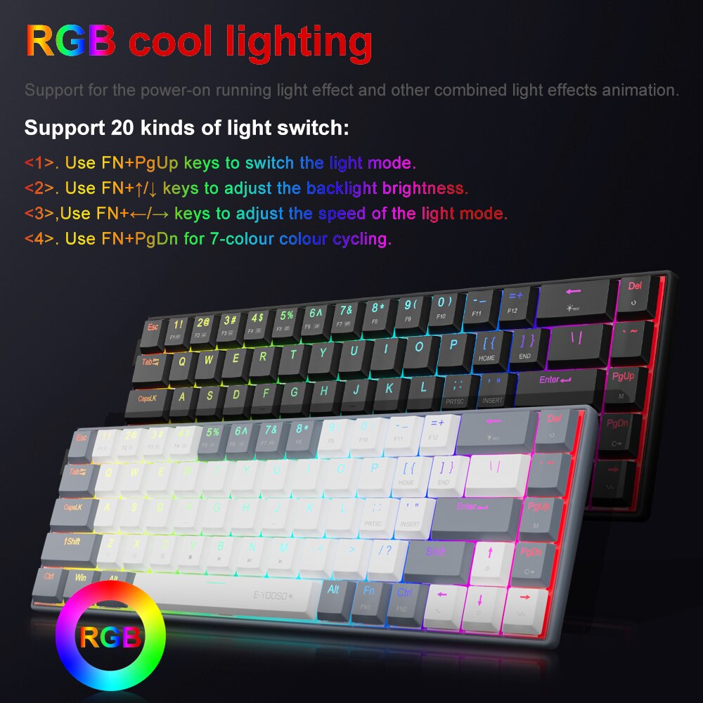 E-YOOSO A68 RGB Mini Slim USB  - Pc Gaming Pink 评论和价格