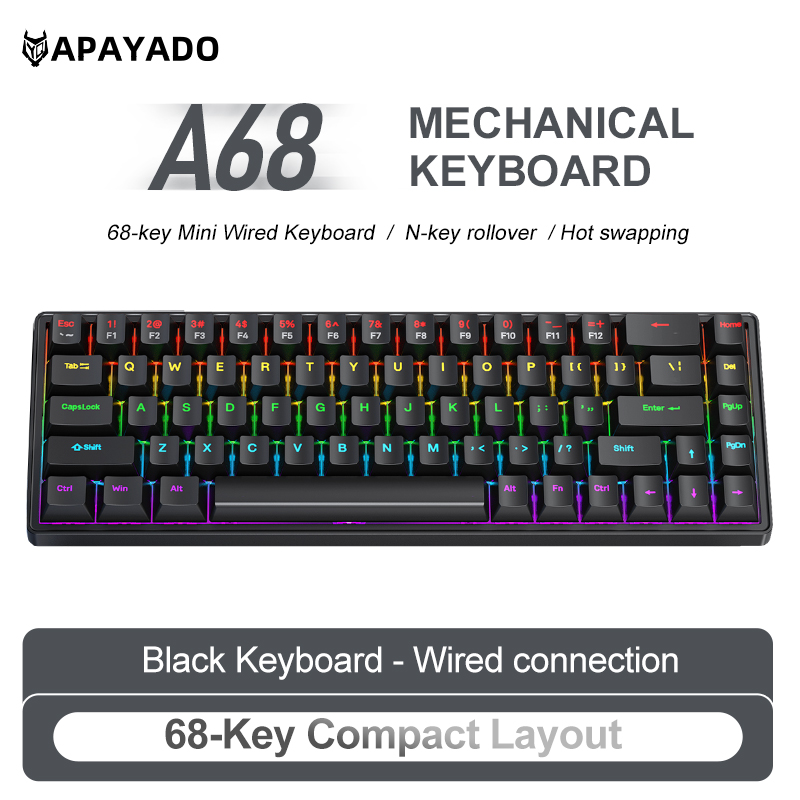 APAYADO A68 Wired Mechanical K - Pc Gaming Pink 评论和价格